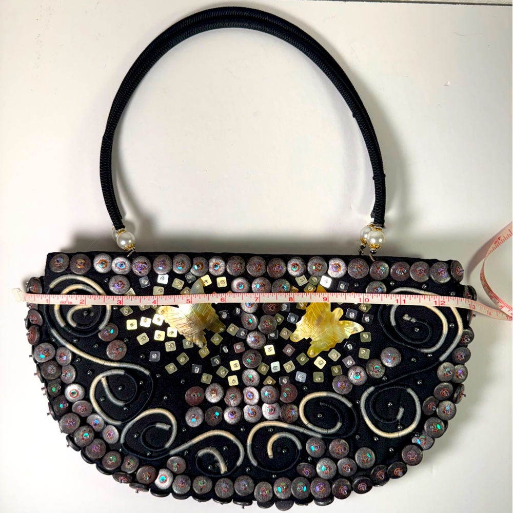 Mido Collection Black Beaded Shoulder Bag - Picture 6 of 12